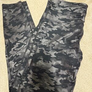 SPANX Black Camo Faux Leather Leggings